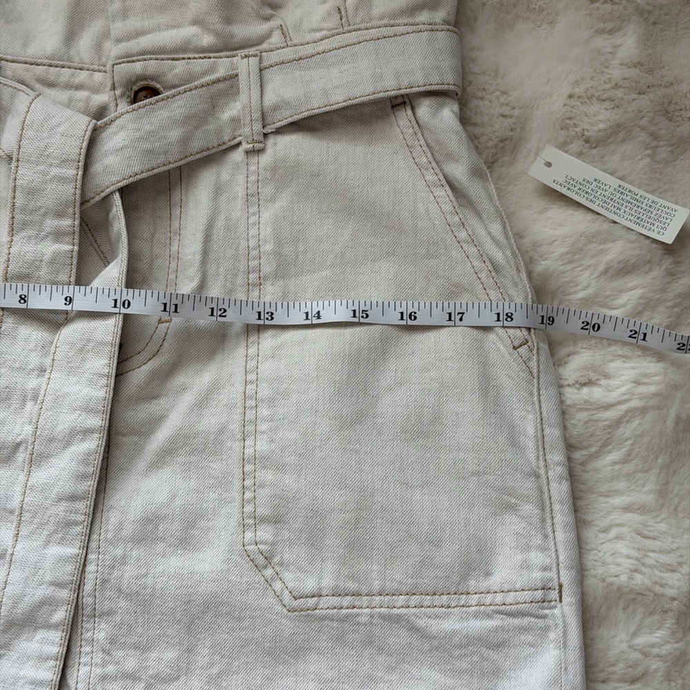 Free People Splendor In The Grass Light Oatmeal Paper - Bag Waist Mini Skirt-6/S - Picture 14 of 14